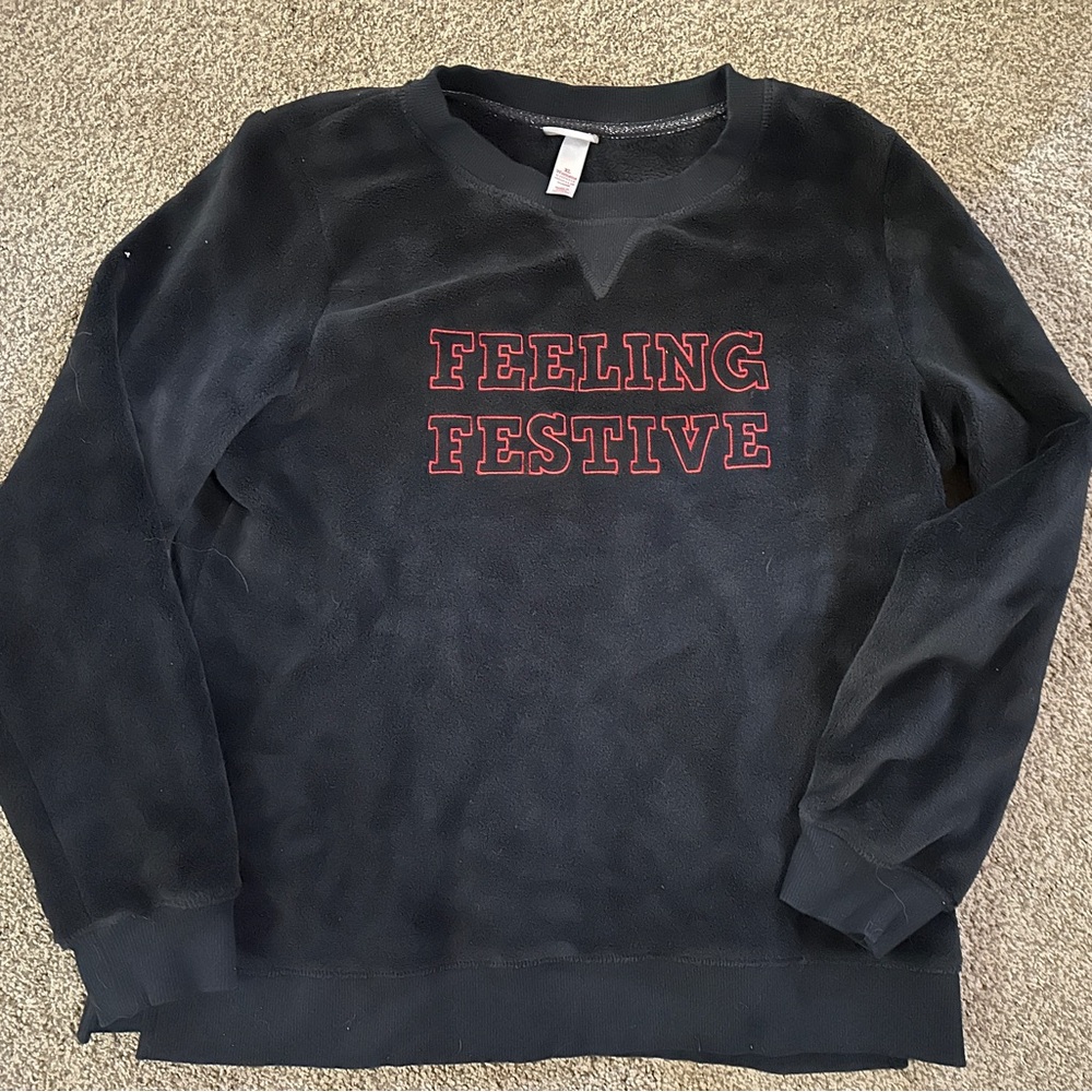 Wondershop Black Crewneck Sweater with Red 'Feeling Festive' XL